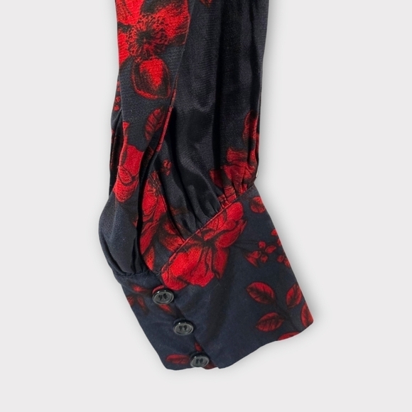 Marissa Webb Collective Navy Floral V-neck Blouse - Picture 10 of 15